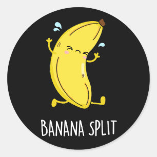Banaan Split Grappig Dancing Banaan Pun Donker BG Ronde Sticker