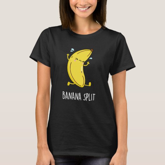 Banaan Split Grappig Dancing Banaan Pun Donker BG T-shirt (Voorkant)
