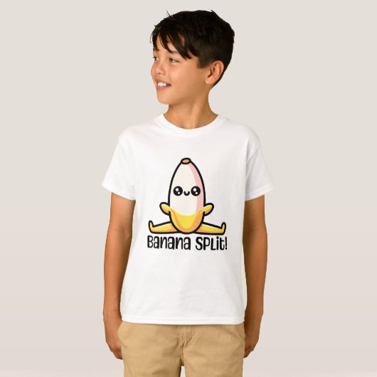 Banaan Split! Schattigee bananenschil T-shirt (Voorkant volledig)
