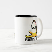 Banaan Split! Schattigee bananenschil Tweekleurige Koffiemok (Voorkant rechts)