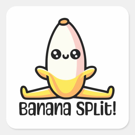 Banaan Split! Schattigee bananenschil Vierkante Sticker (Voorkant)