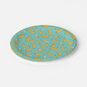 Banaan Streep Vector Patroon | Turquoise Blauwgroe Papieren Bordje (Gekanteld)