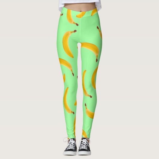 Banaan Textuur lichtgroene leggings (Voorkant)