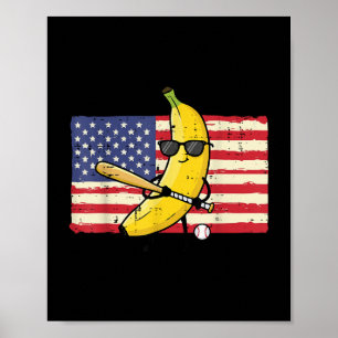 Banaan US Flag Funny Fruit Patriottische Mannen Jo Poster