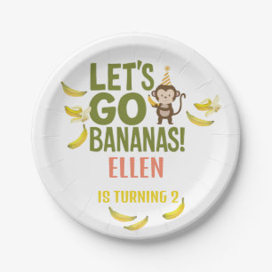 banaan verjaardagsfeestje BEWERKBARE bananen Papieren Bordje