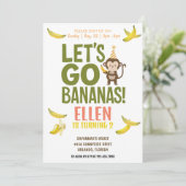 banaan verjaardagsfeestje EDITABLE bananen uitnodi Kaart (Staand voorkant)