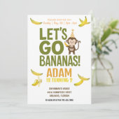 banaan verjaardagsfeestje EDITABLE bananen uitnodi Kaart (Staand voorkant)