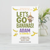 banaan verjaardagsfeestje EDITABLE bananen uitnodi Kaart (Staand voorkant)