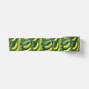 Banaan Vruchten en Bladeren Tropische Sfeer Satijnen Lint