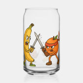 Banaan vs. Ninja Sinaasappel – Epische fruitstrijd Blikvorm Glas (Voorkant)