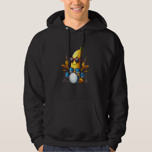 Banaan Zonnebril Spelen Drum Funny Fruit Instrumen Hoodie