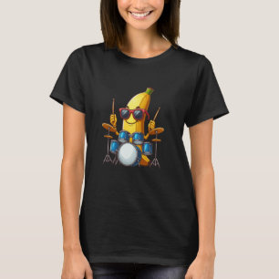 Banaan Zonnebril Spelen Drum Funny Fruit Instrumen T-shirt