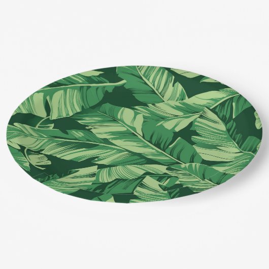 Banaanbladeren 2 papieren bordje (Gekanteld)
