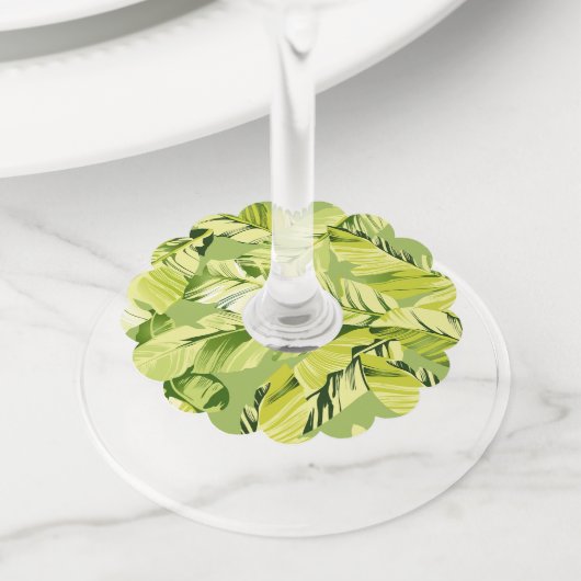 Banaanbladeren 5 wijnglaslabel (Dichtbij)