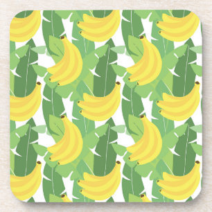Banaanbladeren en fruitpatroon bier onderzetter
