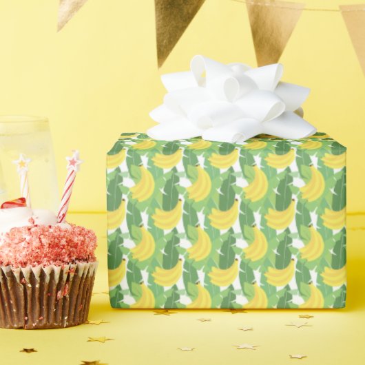 Banaanbladeren en fruitpatroon cadeaupapier (Verjaardagsfeest)
