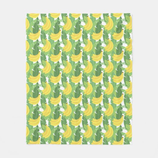 Banaanbladeren en fruitpatroon fleece deken (Voorkant)