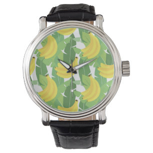 Banaanbladeren en fruitpatroon horloge