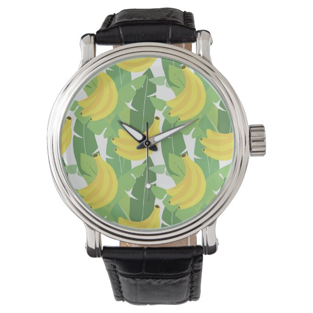 Banaanbladeren en fruitpatroon horloge (Voorkant)