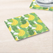 Banaanbladeren en fruitpatroon kartonnen onderzetters (Schuin)