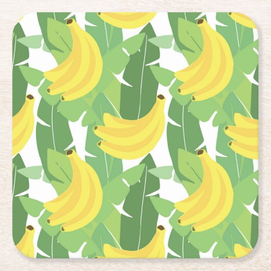 Banaanbladeren en fruitpatroon kartonnen onderzetters (Voorkant)