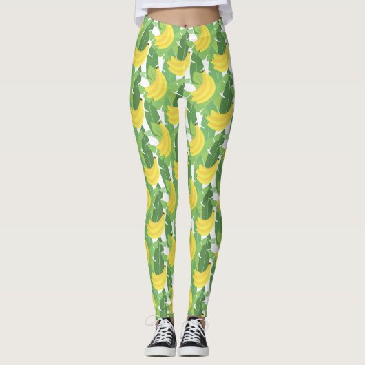 Banaanbladeren en fruitpatroon leggings (Voorkant)