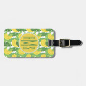 Banaanbladeren en fruitpatroon | Monogram Bagagelabel (Voorkant horizontaal)