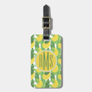 Banaanbladeren en fruitpatroon    Monogram Bagagelabel