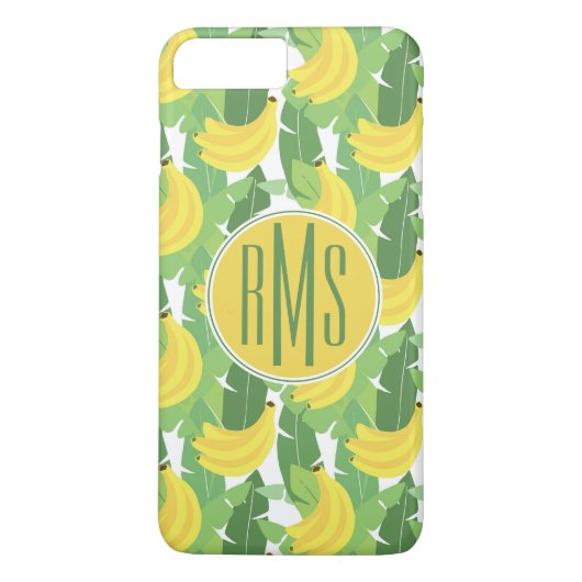 Banaanbladeren en fruitpatroon | Monogram Case-Mate iPhone Case (Achterkant)