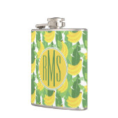 Banaanbladeren en fruitpatroon | Monogram Heupfles (Links)