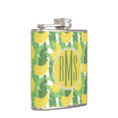 Banaanbladeren en fruitpatroon | Monogram Heupfles (Rechts)