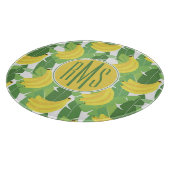 Banaanbladeren en fruitpatroon | Monogram Snijplank (Hoek)