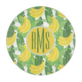 Banaanbladeren en fruitpatroon | Monogram Snijplank (Voorkant)