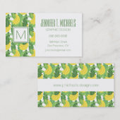 Banaanbladeren en fruitpatroon | Monogram Visitekaartje (Voorkant / Achterkant)