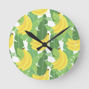 Banaanbladeren en fruitpatroon ronde klok