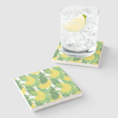 Banaanbladeren en fruitpatroon stenen onderzetter (Zijkant)