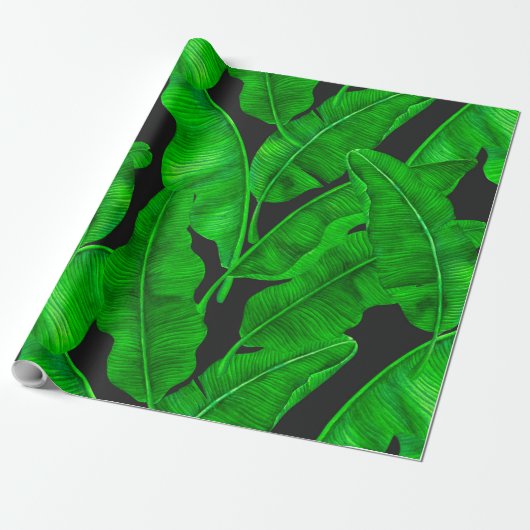 Banaanbladpatroon Cadeaupapier (Uitgerold)