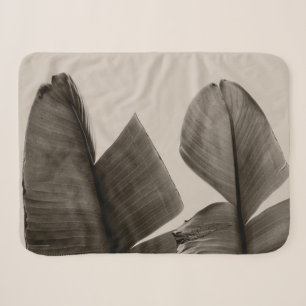 Banaanboombladeren in Sepia Sherpa Deken