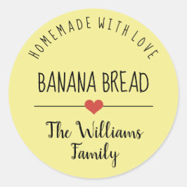 banaanbrood gele homemade met liefde ronde sticker