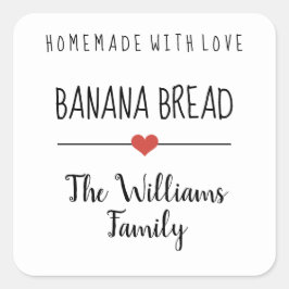 banaanbrood homemade met liefde simpel wit vierkante sticker