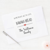 banaanbrood - homemade met liefde simpele witte sq vierkante sticker (Envelop)