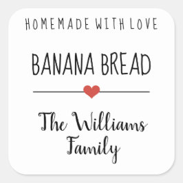 banaanbrood - homemade met liefde simpele witte sq vierkante sticker