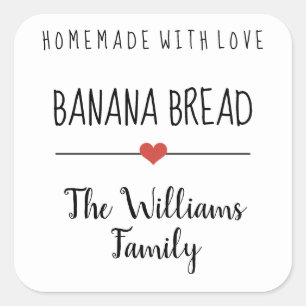 banaanbrood - homemade met liefde simpele witte sq vierkante sticker