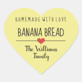 banaanbrood homemade met liefdesgeel hart sticker (Voorkant)