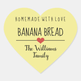 banaanbrood homemade met liefdesgeel hart sticker
