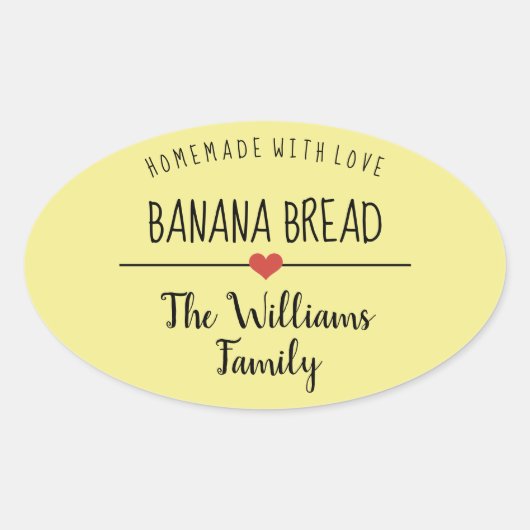 banaanbrood homemade met liefdesgeel ovale sticker (Voorkant)