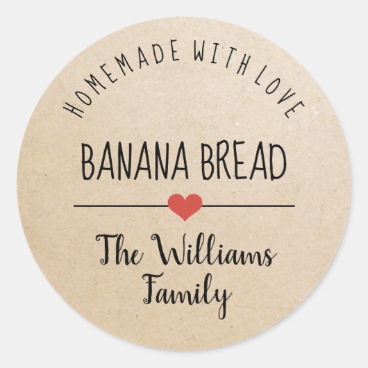 banaanbrood homemade met liefdeskraftpapier ronde sticker (Voorkant)