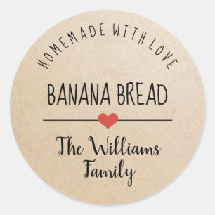 banaanbrood homemade met liefdeskraftpapier ronde sticker