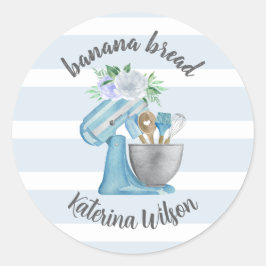 Banaanbrood Label Blauwe Bloem Mixer Kleine Bakker