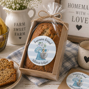 Banaanbrood Label Blauwe Bloem Mixer Kleine Bakker